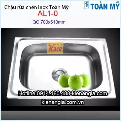 Chậu rửa bát inox 1 hố  inox 304  70x51 cmToàn Mỹ AL10