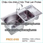 Chậu rửa chén 2 hộc 102x47.5 x24cm  Thái Lan Prolax PRCC-3103