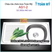 Chậu rửa chén bát inox 1hộc  85x44 cm Toàn Mỹ AS12