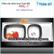 Chậu rửa chén bát inox 2 hộc 1 cánh 130x46 cm Toàn Mỹ AML1