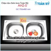 Chậu rửa chén bát inox 2 hộc 72x40 cm Toàn Mỹ AH20