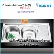 Bồn rửa chén bát inox 2 hộc 1 cánh  110x48 cm Toàn Mỹ AS2A