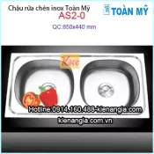 Chậu bếp 2 hộc bằng inox 304 85x44 cm Toàn Mỹ AS20