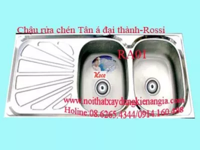 Chậu rửa chén bát inox 2 hộc 121x51 cm Đại Thành RA01 DX12151