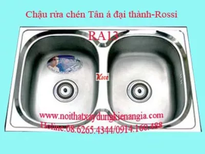 Chậu rửa chén bát inox 2 hộc 80x52 cm Đại Thành RA13 DX12053