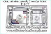 Chậu rửa chén inox 304 2 hộc 75x42 cm Đại Thành ĐT83 DX42003