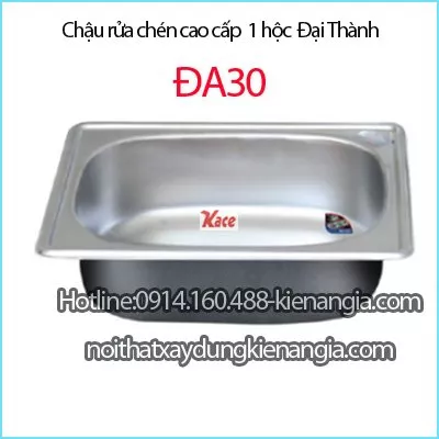 Chậu rửa chén thế hệ mới 1 hộc inox 201 dập khối 49x40 cmĐại Thành ĐA30 DX11050