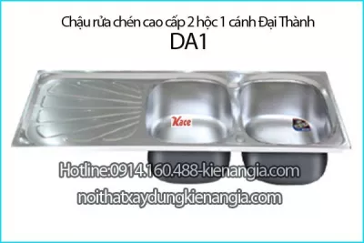 Chậu rửa chén thế hệ mới 2 hộc 121x51 cm Đại Thành ĐA1 SUS201 dập liền khối DX12150