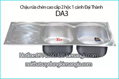 Chậu rửa chén thế hệ mới 2 hộc 102x47 cm Đại Thành ĐA3 SUS201 dập liền khối DX12152
