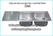 Chậu rửa chén thế hệ mới 2 hộc 104x47 cm Đại Thành ĐA4 SUS201 dập liền khối DX12154