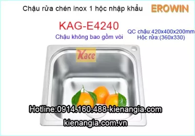 Chậu rửa chén inox Erowin 1 hộc KAG-E4240