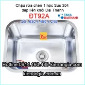 Chậu vuông âm bàn Thành sus304 liền khối ĐT92A