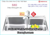 Chậu rửa bát sus 304 liền khối 80x44 cm Sơn Hà S80