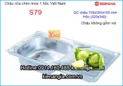 Chậu rửa inox 1 hộc 1 cánh giá rẻ 75x40 cm Sơn Hà S79