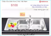 Chậu rửa inox 2 hộc 1 cánh giá rẻ 98x41.5 cm Sơn Hà S100