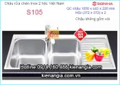 Chậu rửa Sơn Hà 2 hộc 1 cánh sus 304 S105