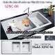 Chậu rửa vuông 2 hộc 1 cánh đá nhân tạo 115x50 x24cm Việt MỹS2NC-06