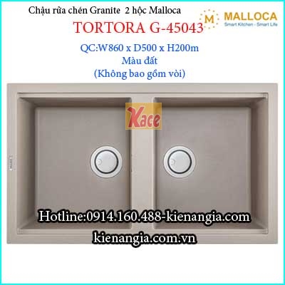 Chậu 2 hộc bằng đá granite Malloca TORTORA-G45043