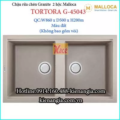 Chậu 2 hộc bằng đá granite Malloca TORTORA-G45043
