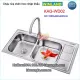 Chậu inox nhập khẩu 2 hộc 1 cánh Winland KAG-WD02