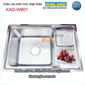 Chậu rửa chén 1 hộc 1 cánh 60X42 cm inox Winland KAG-WB01