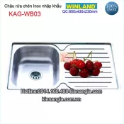 Chậu rửa chén 1 hộc 1 cánh 80x43 cm inox Winland  KAG-WB03