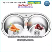 Chậu rửa chén 2 hộc tròn 86x45  Winland KAG-WC25