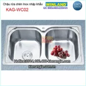 Chậu rửa chén inox 2 hộc 80X46 cm Winland KAG-WC02