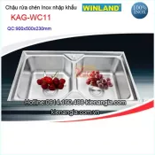 Chậu rửa chén inox 2 hộc 90x50 cm Winland KAG-WC11