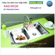 Chậu rửa chén inox 2 hộc 78x43 Winland KAG-WC24