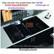 Chậu rửa bát NANO ĐEN inox sus304 2 hộc 82x45 x23cm Việt Mỹ KAG-Nano8245A