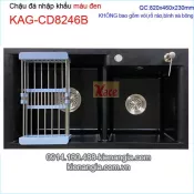 Chậu đá 2 hộc vuông màu đen 82x46 cm KAG-CD8246B