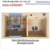 Chậu đá 2 hộc vuông màu vàng cát 82x46 cm  KAG-CD8246Y