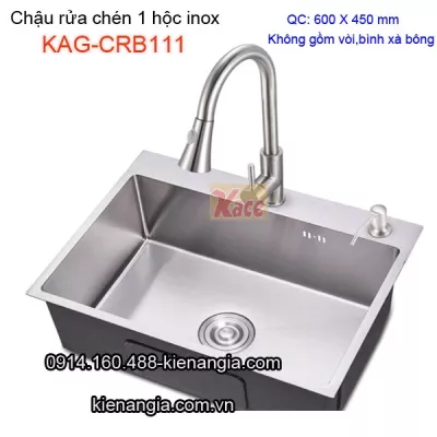 Chậu rửa chén 1 hộc inox 304 60x45cm-KAG-CRB111