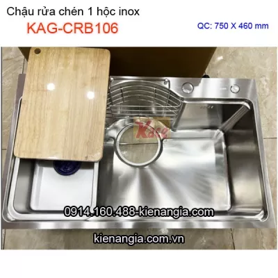Chậu rửa chén 1 hộc inox 304 76x46cm -KAG-CRB106