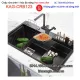Chậu nano đen 1 hộc có giắt dao thớt 78x46cm inox 304 KAG-CRB123