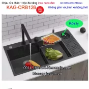 Chậu nano đen 1 hộc có rửa ly  inox 304 88X46 cm KAG-CRB126