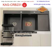 Chậu Nano đen 2 hộc 1 cánh  100x45 cm inox 304 KAG-CRB231