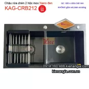 Chậu Nano đen 2 hộc đều 82x45 cm KAG-CRB212