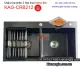 Chậu Nano đen 2 hộc đều 82x45 cm KAG-CRB212