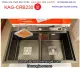 Chậu Nano đen 2 hộc đều 82x48 cm giắt dao thớt KAG-CRB230-