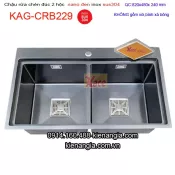Chậu Nano đen 2 hộc đều 82x48 cm inox 304 KAG-CRB229