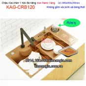 Chậu rửa chén 1 hộc có rửa ly Nano Vàng  88x46cm KAG-CRB120