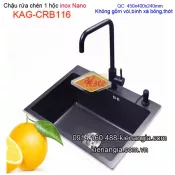Chậu rửa chén 1 hộc Nano đen 45x40cm KAG-CRB116