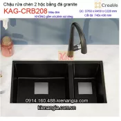 Chậu rửa chén âm bàn đá granite 2 hộc 76x45cm  Creave CRBA KAG-CRB208