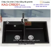 Chậu rửa chén đá granite 2 hộc 86X50 cm Creave KAG-CRBA201