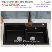 Chậu rửa chén đá granite 2 hộc 86x50cm Creave KAG-CRB202