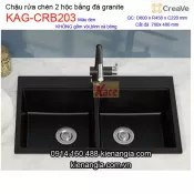 Chậu rửa chén đá granite 2 hộc đều 80x45cm Creave KAG-CRB203