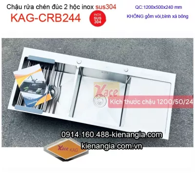 Chậu rửa chén 2 hộc 1 cánh đoúc 120x50 cm KAG-CRB244