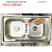 Chậu rửa chén 2 hộc 78x43cm inox KAG-CRB245